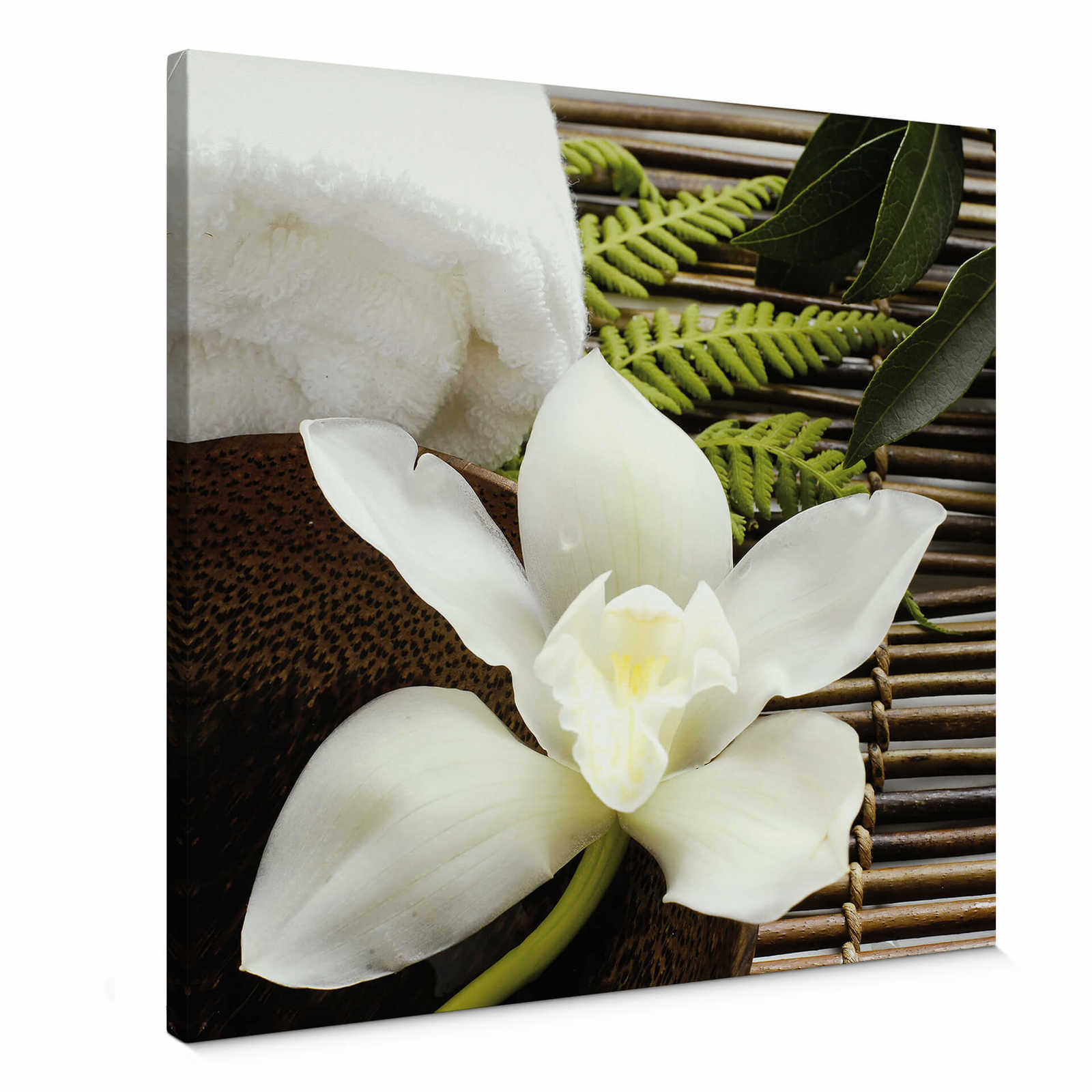 Square canvas print orchid – white
