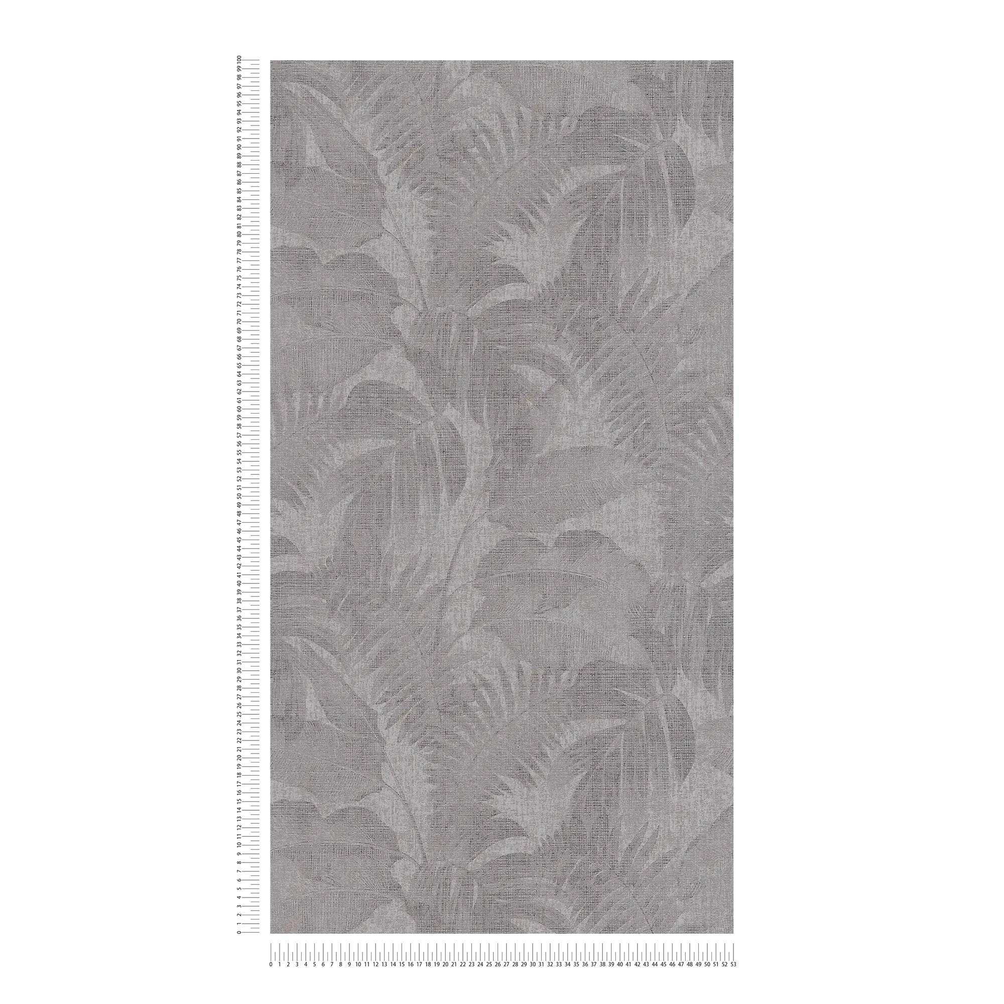             Boho jungle wallpaper with linen look - brown, grey, beige
        