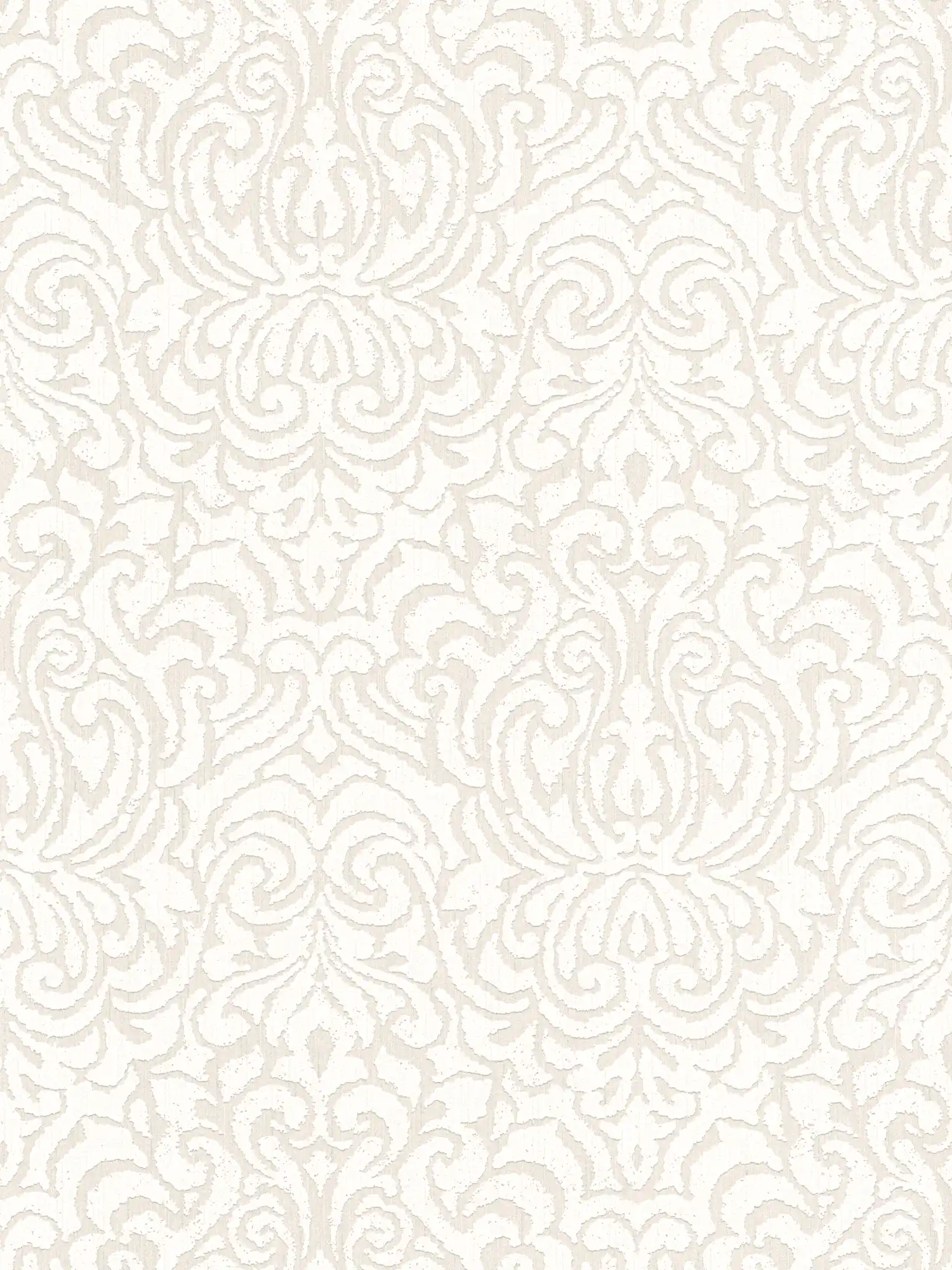 Papel pintado de textura ligera con adornos de estilo vintage - blanco
