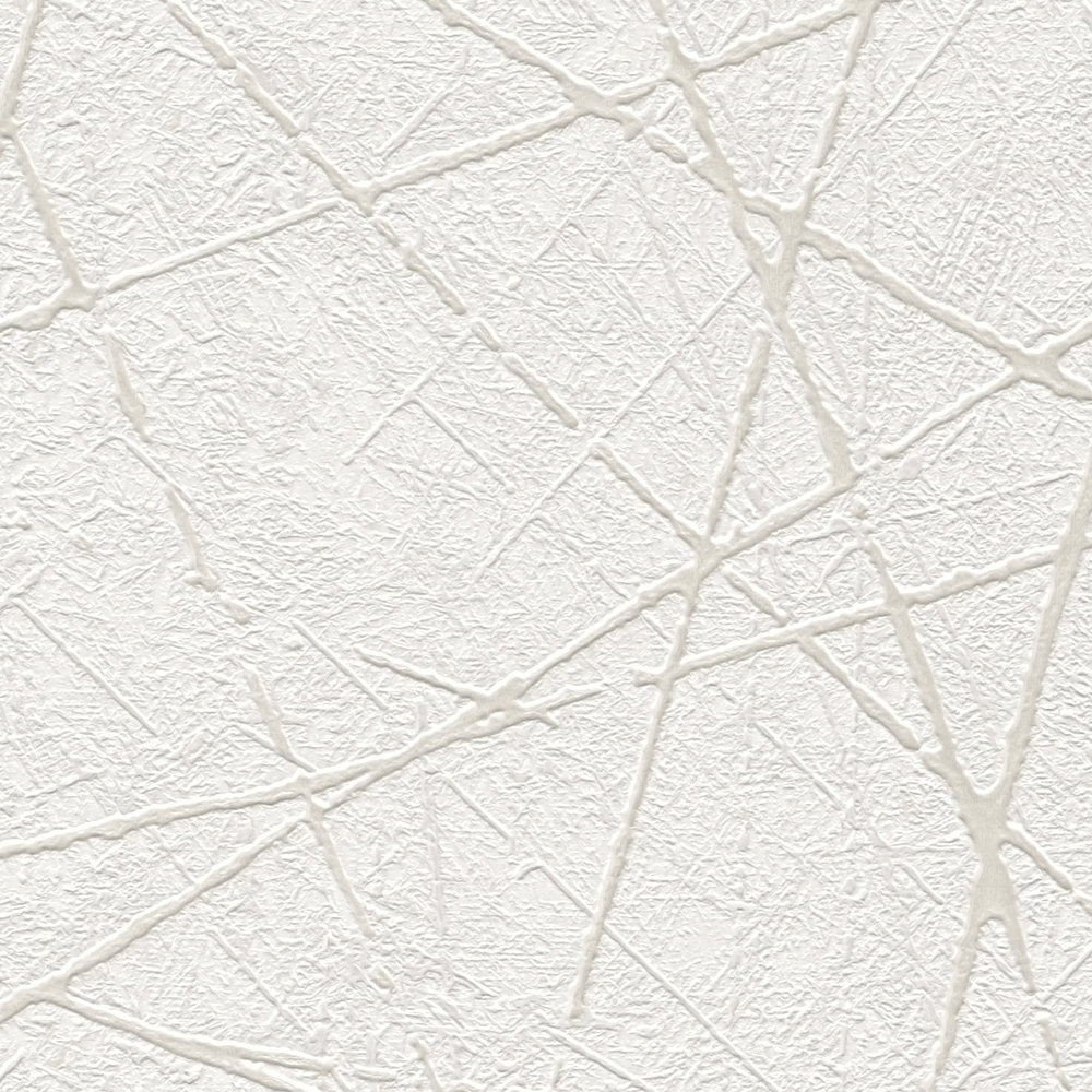             Vliesbehang met grafisch lijnenspel - wit, crème, zilver
        