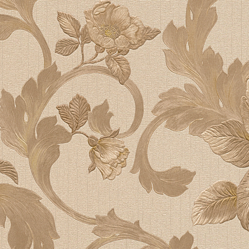             behangpapier metallic rozen & ranken brons effect - beige, metallic
        