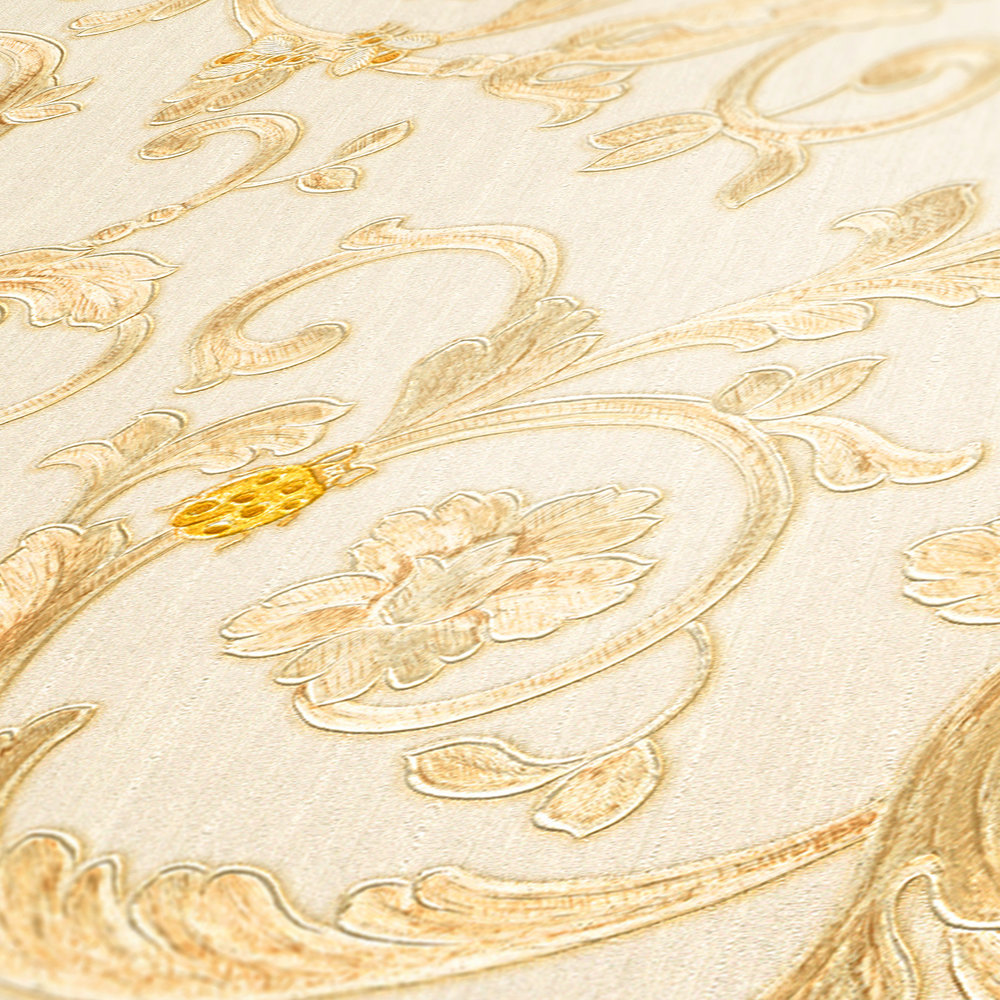             Non-woven wallpaper VERSACE with gold pattern & butterflies - cream, gold
        