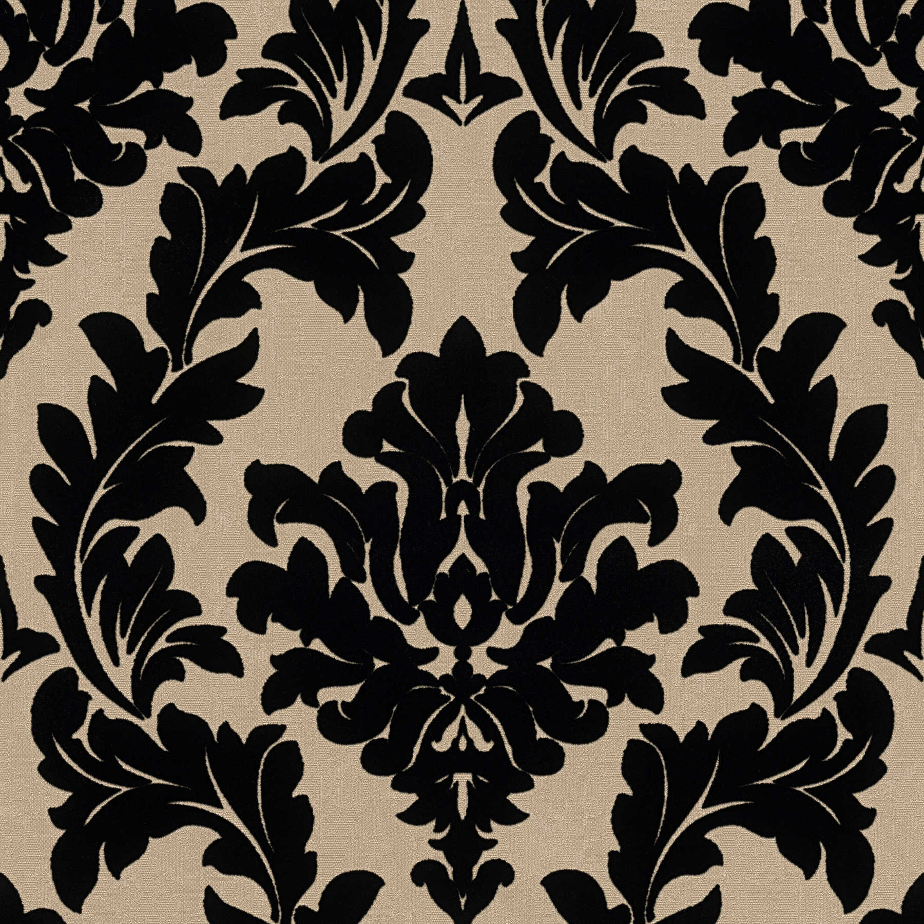 Baroque wallpaper with matt-gloss effect & textile feel - metallic, black
