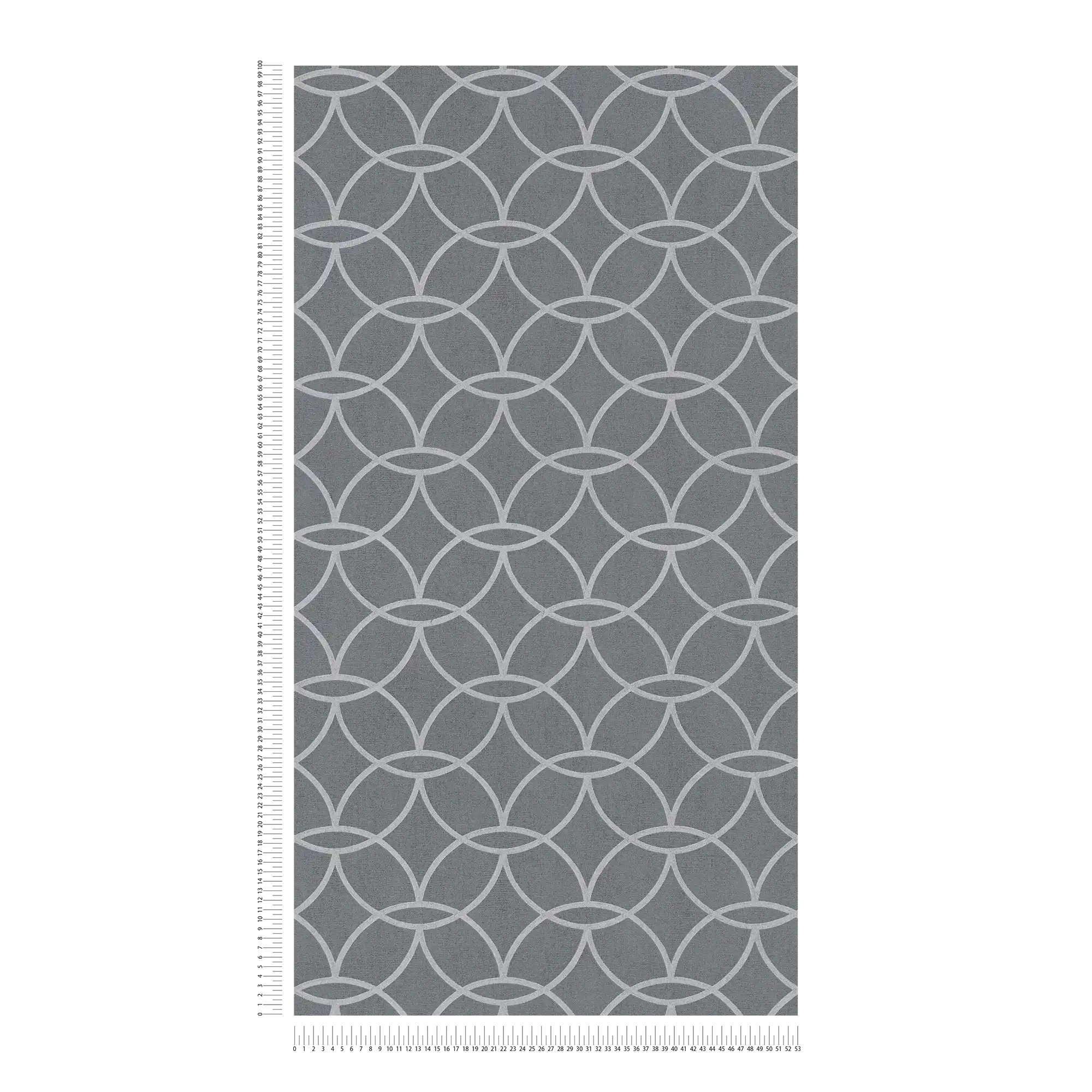             Grijs patroonbehang met zilver metallic patroon & glanseffect - Grijs, Metallic
        