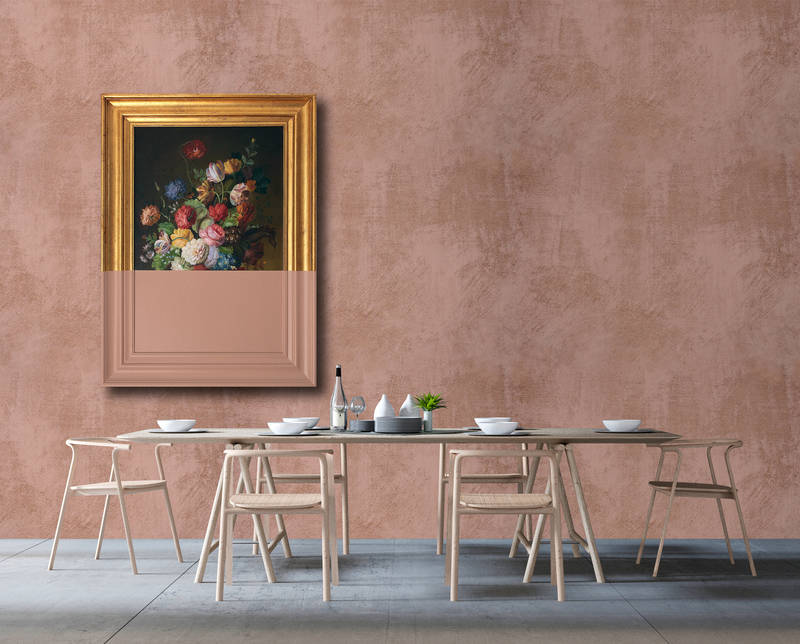             Frame 2 - papier peint à structure essuyée œuvre d'art repeinte, cuivre - cuivre, rose | structure intissé
        