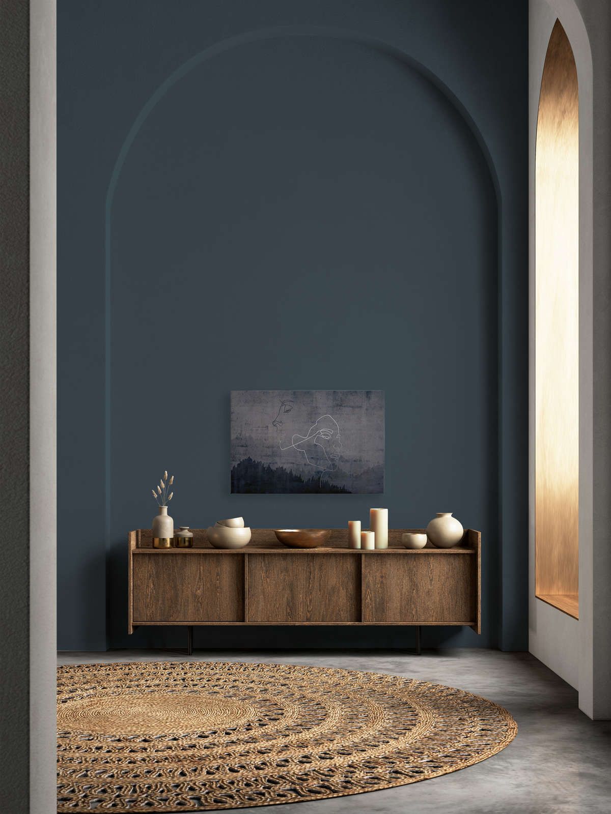             Tableau toile Anthracite aspect béton & argenté design lignes - 0,90 m x 0,60 m
        