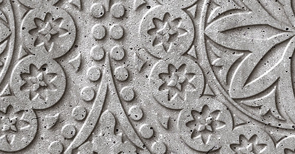             Tegel 2 - Cool 3D Concrete Bloemrijk Digitale Print - Grijs, Zwart | Textuur Vliesbehang
        