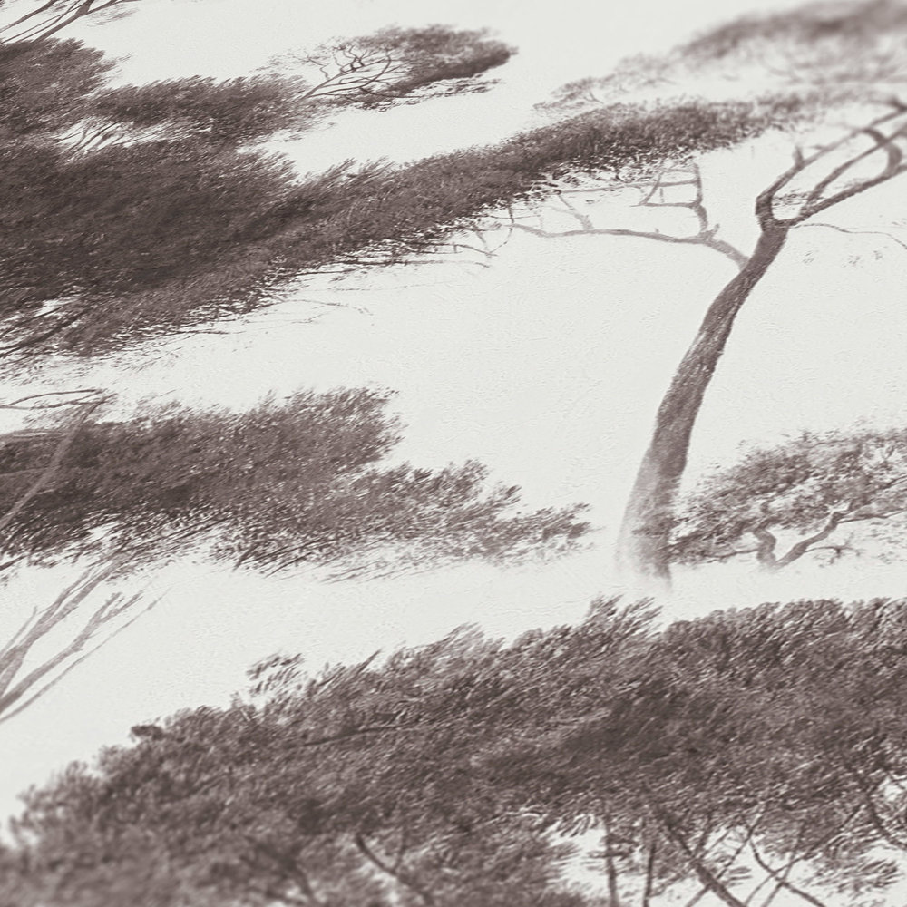             Papier peint intissé historique avec motif de paysage - noir, blanc
        