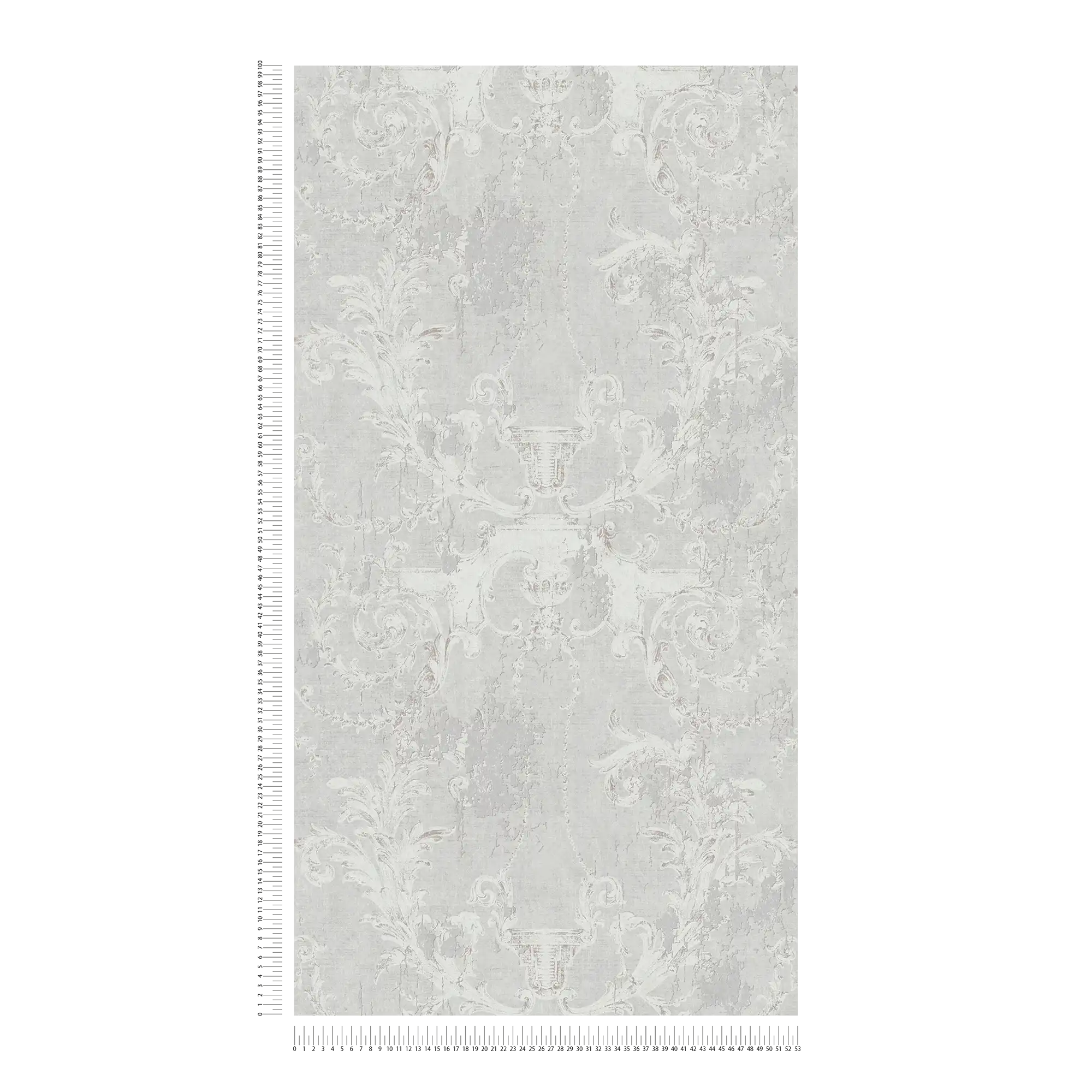             Carta da parati in tessuto non tessuto ornamenti storici e aspetto usato - grigio
        