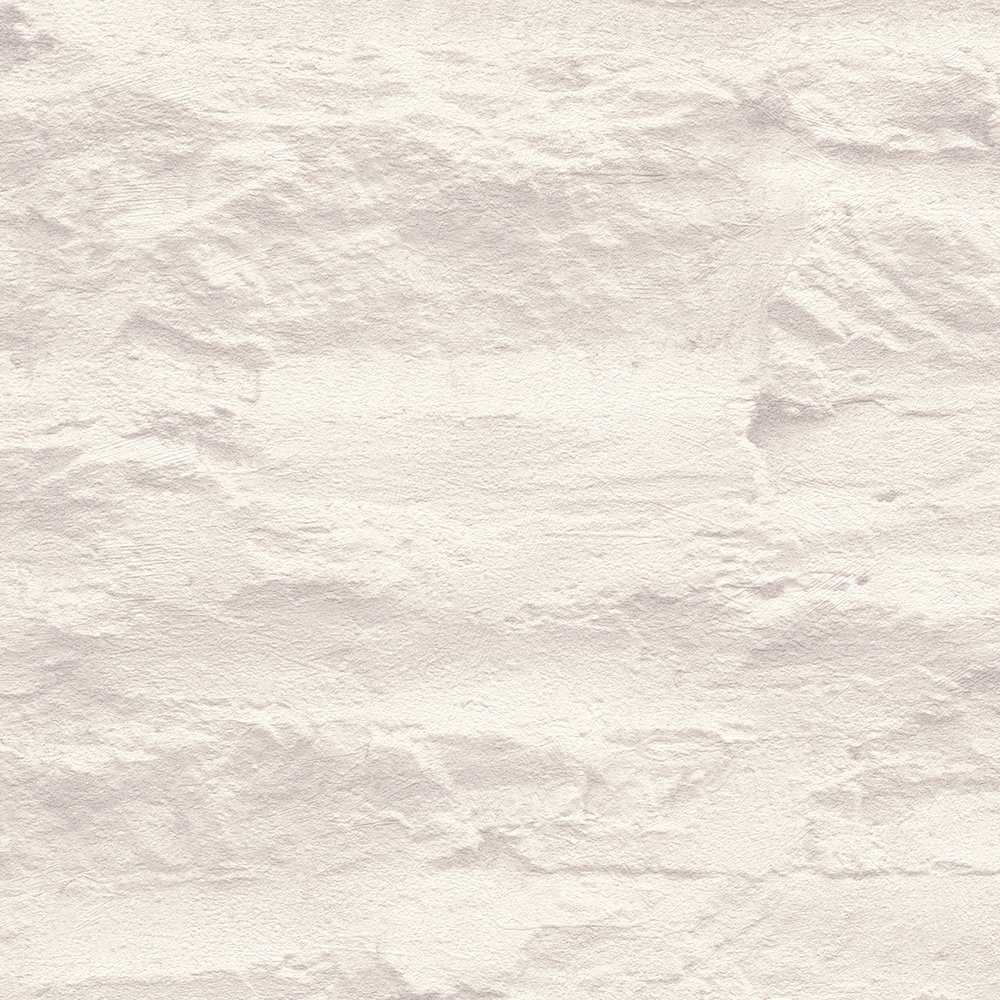             Papier peint intissé clair imitation mur avec pierres naturelles & crépi - crème, blanc
        