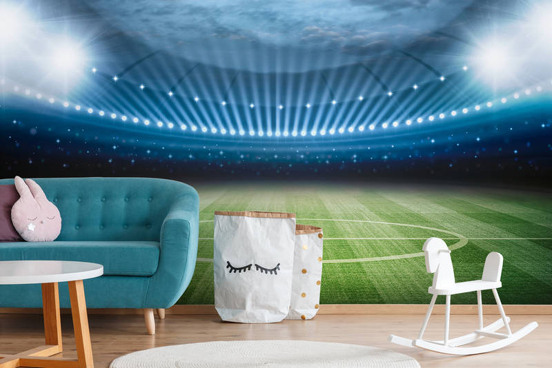             Football wallpaper stadium with floodlights - pearlescent smooth fleece
        