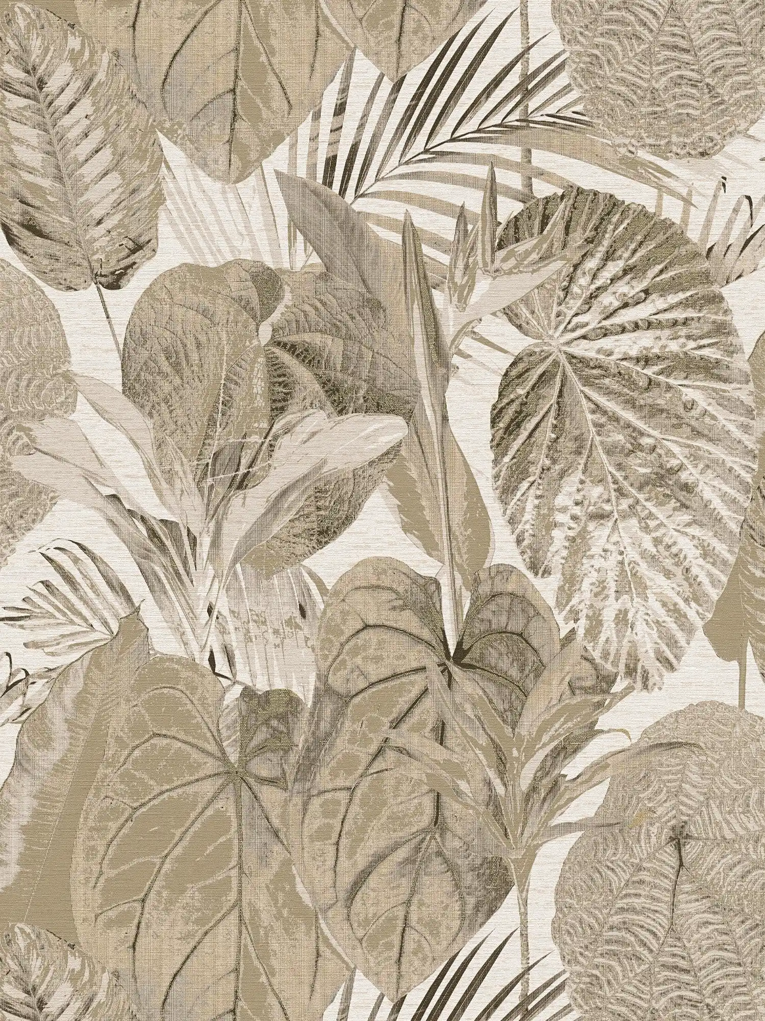 papier peint en papier avec motif jungle légèrement structuré, mat - beige, taupe
