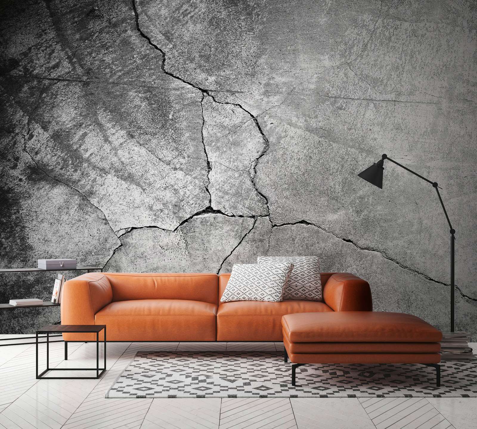             Photo wallpaper concrete wall with crack in 3D optics - grey
        