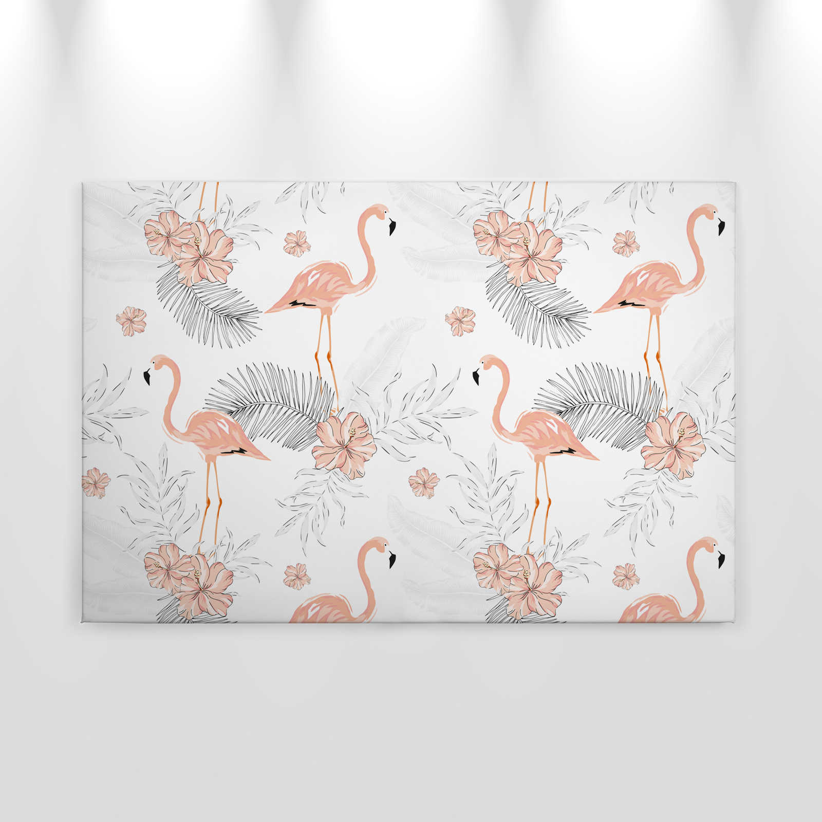             Canvas Flamingo's & Tropische Planten - 0,90 m x 0,60 m
        