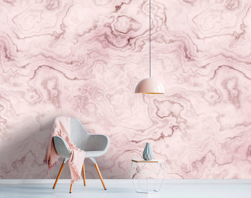             Carrara 3 - Papel pintado elegante efecto mármol - Rosa, Rojo | Tela no tejida lisa de alta calidad
        