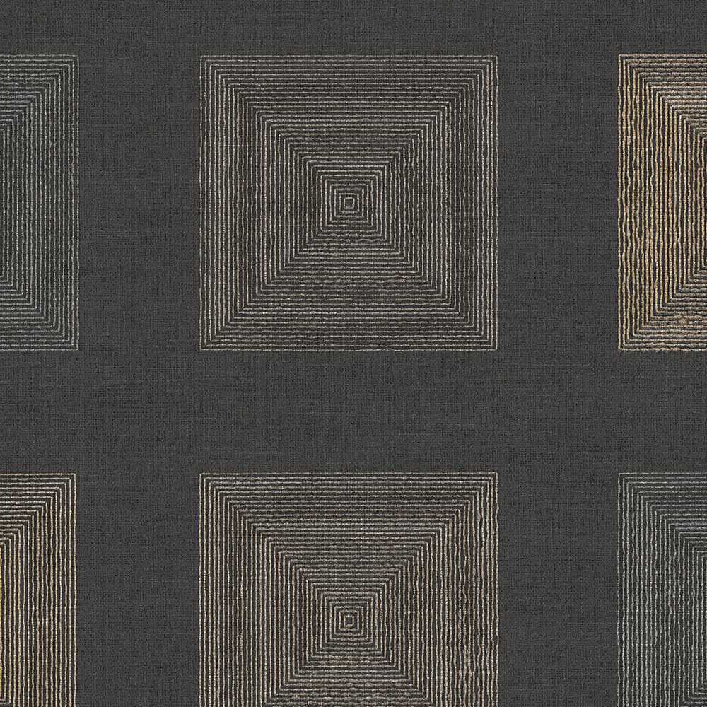             Afrikaans behang grafisch patroon met metallic effect - zwart, goud, zilver
        