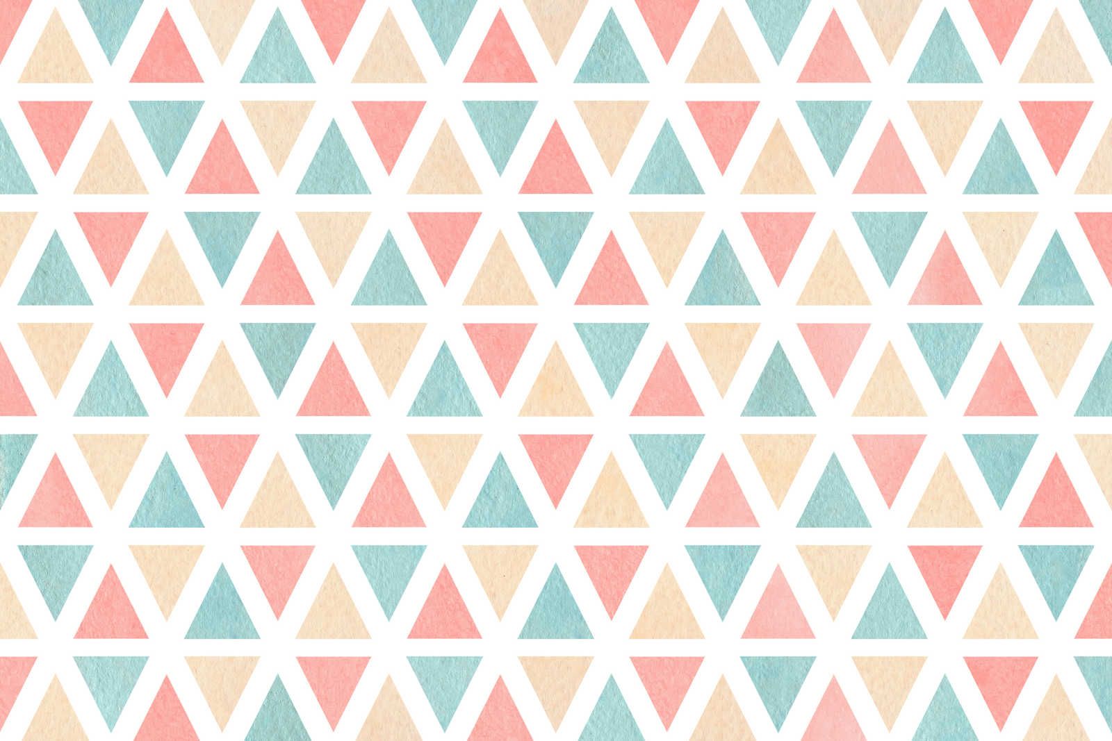             Lienzo con motivo gráfico de triángulos de colores - 90 cm x 60 cm
        