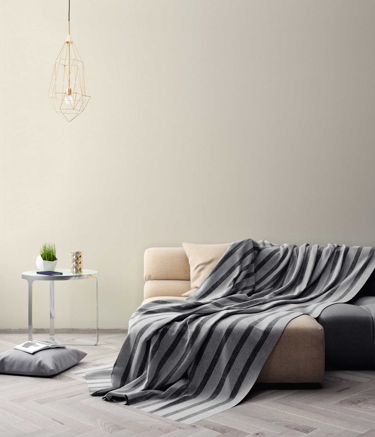             Non-woven wallpaper plain with fiber texture pattern - beige
        