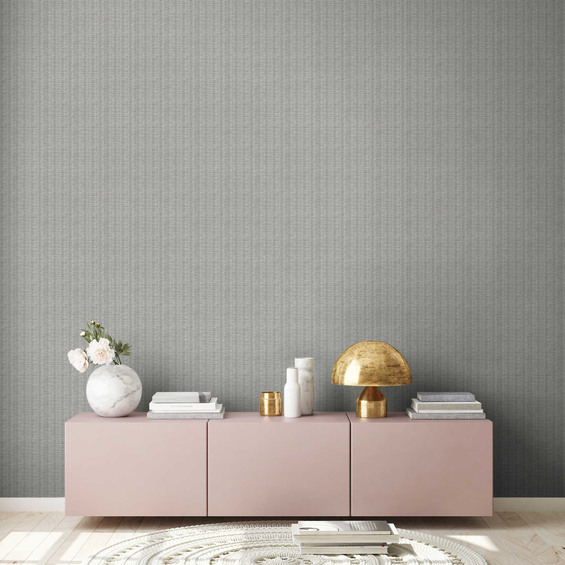             Non-woven wallpaper basket weave, natural look - grey
        