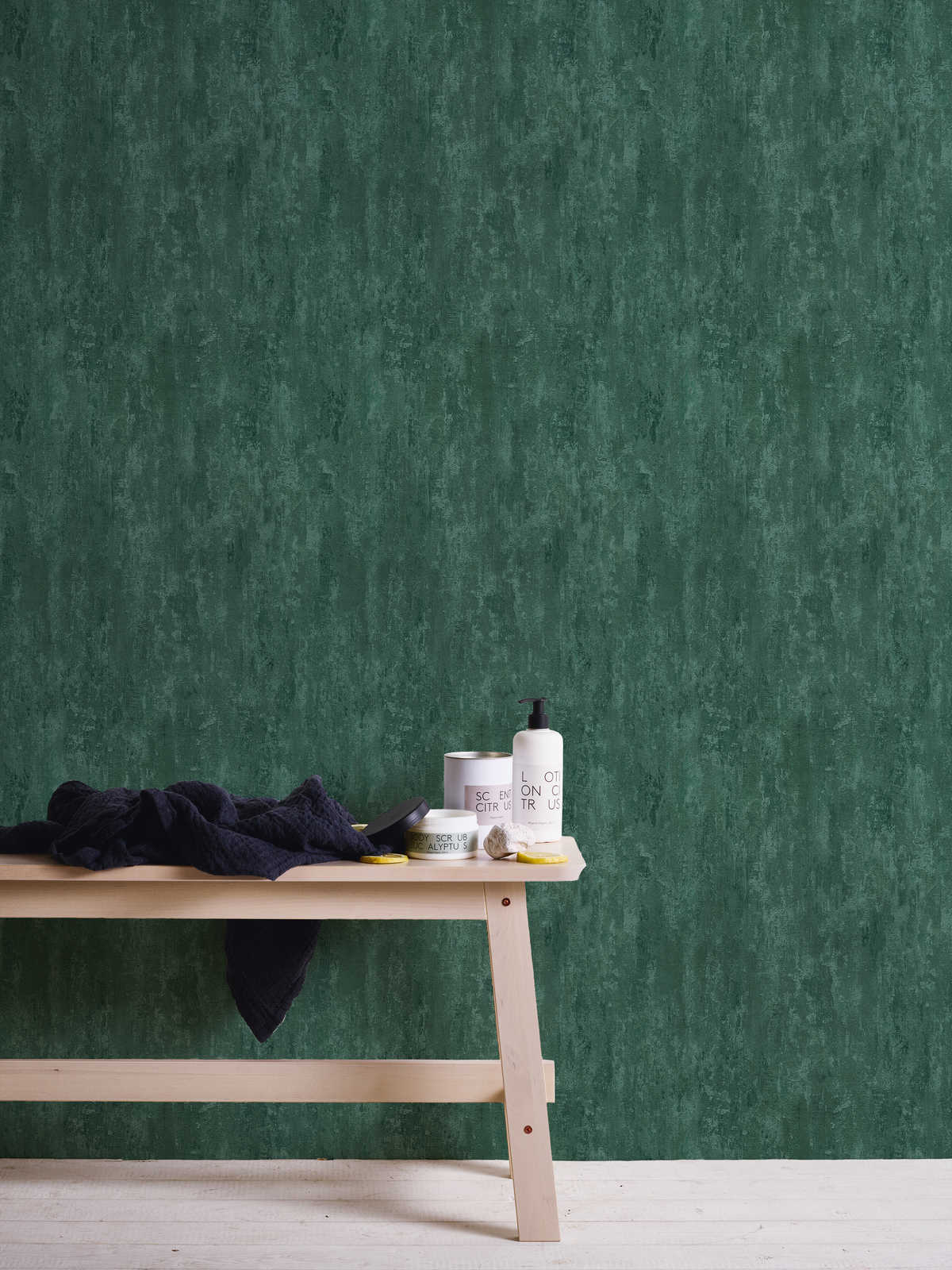            behangpapier industriële stijl met textuureffect - groen, metallic
        