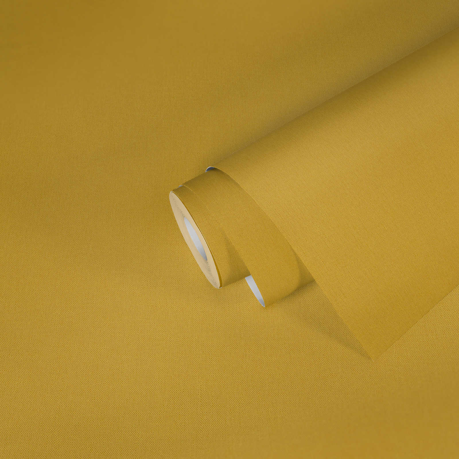             Papier peint jaune moutarde uni avec structure textile - jaune
        