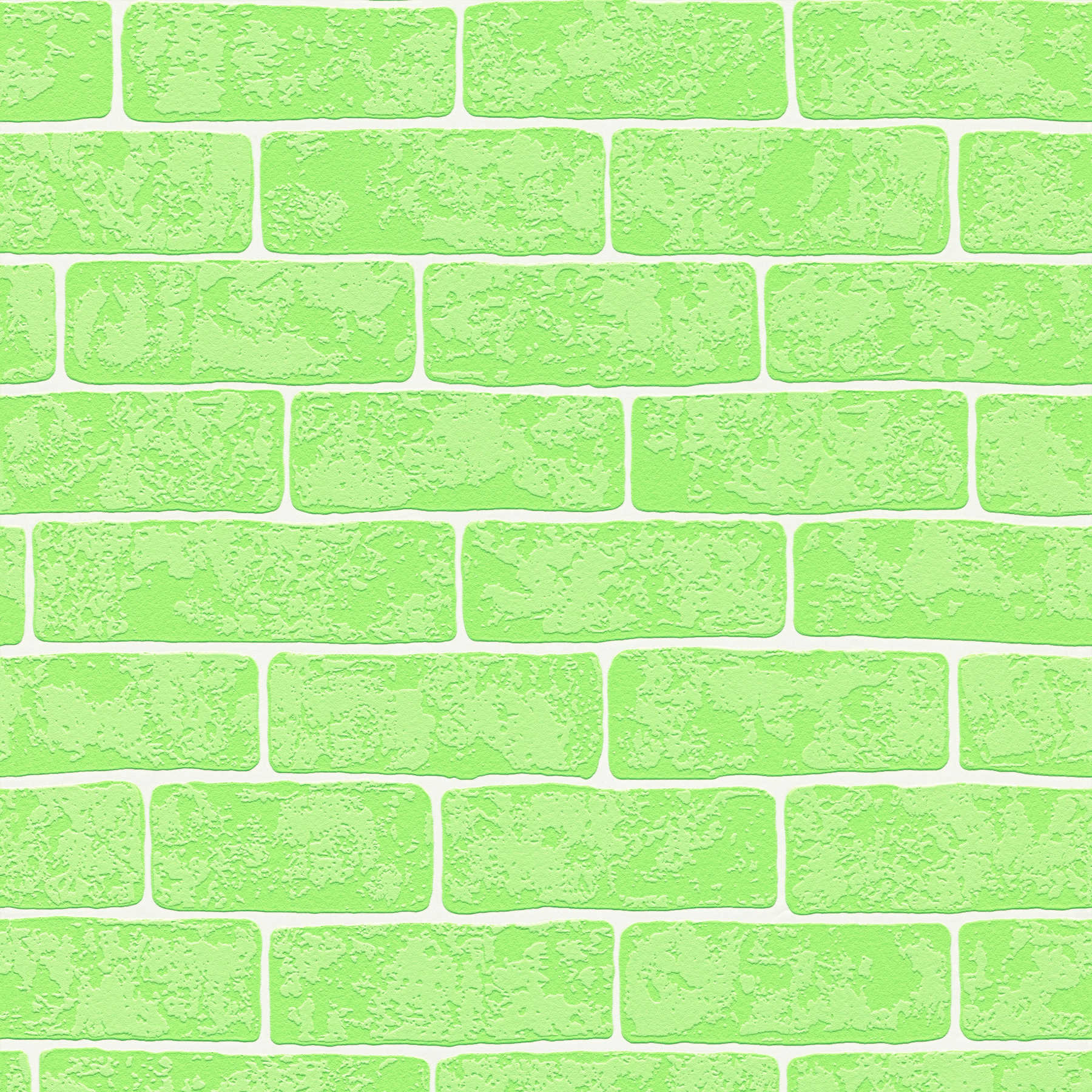 Non-woven wallpaper stone wall with 3D texture - green, white
