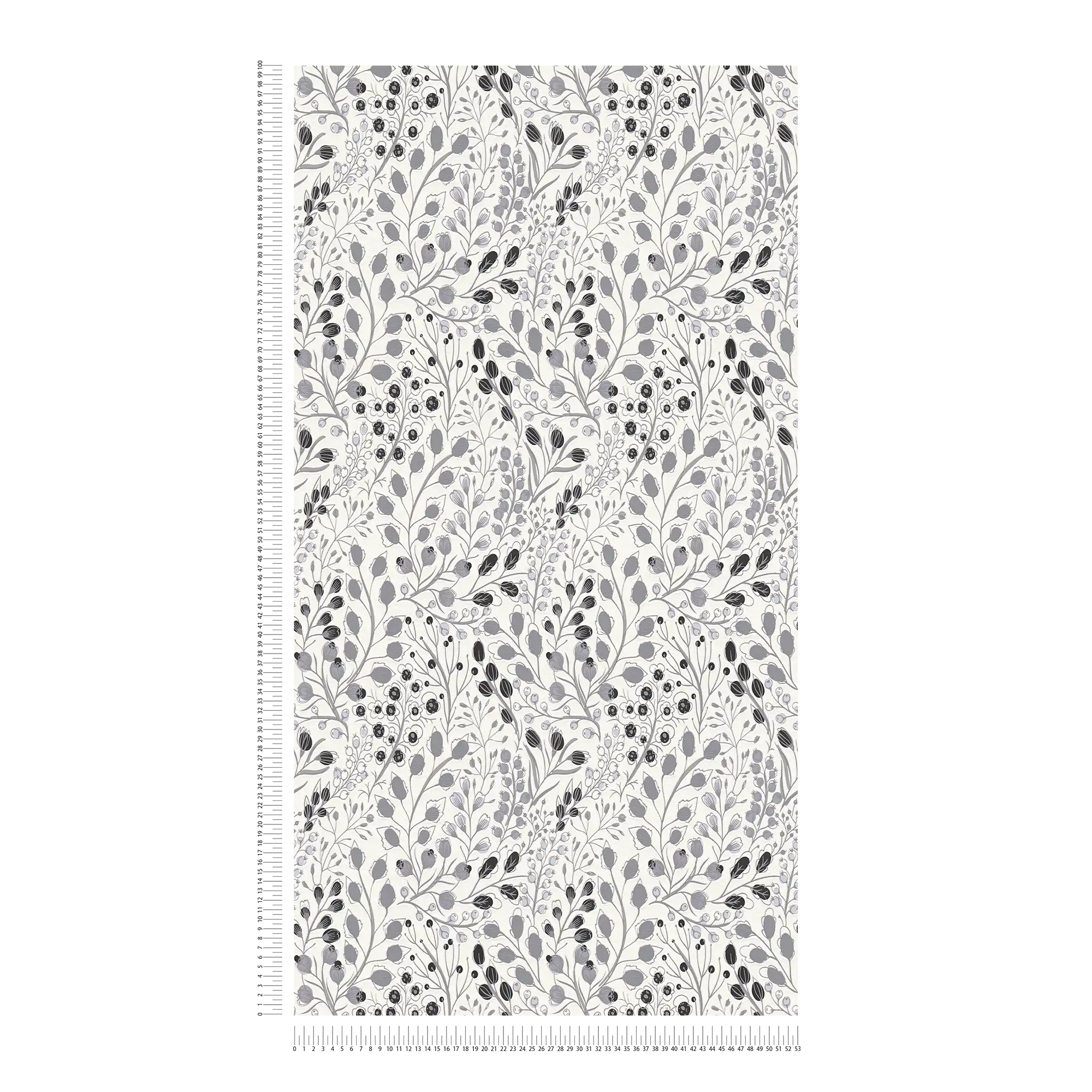             Carta da parati floreale astratta in stile disegno opaco - grigio, bianco, nero
        