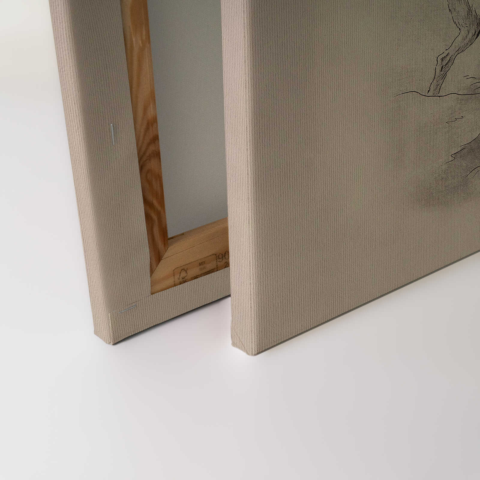             Sull'erba 1 - Quadro su tela Cervo e Cervo Disegno vintage in beige - 1,20 m x 0,80 m
        