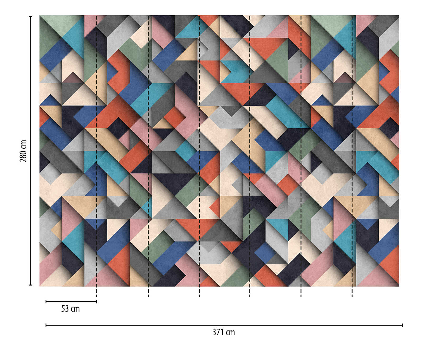             Carta da parati novità | Carta da parati con motivo 3D e disegno geometrico a blocchi di colore
        