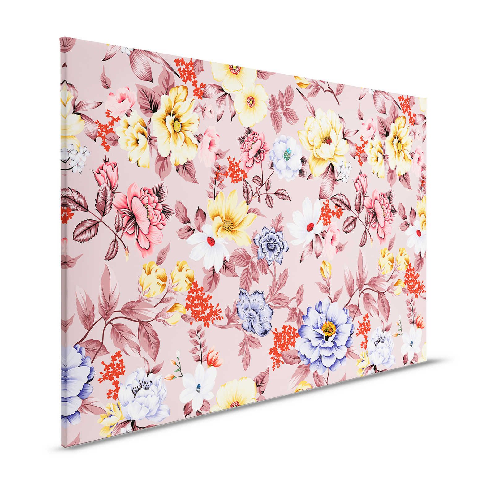 Canvas floral with flowers and leaves - 120 cm x 80 cm
