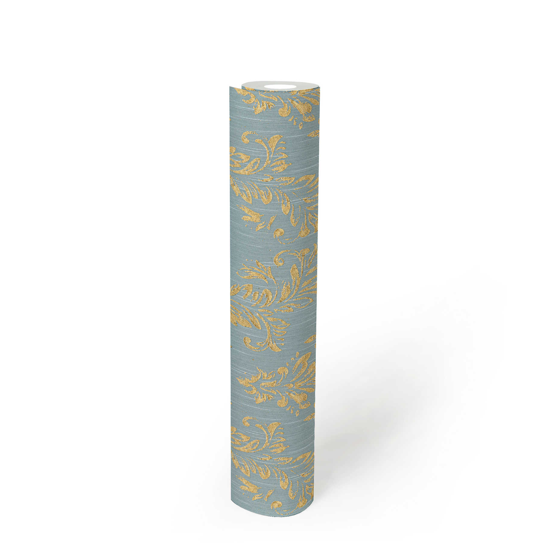             Ornament wallpaper floral with gold glitter effect - gold, blue, green
        