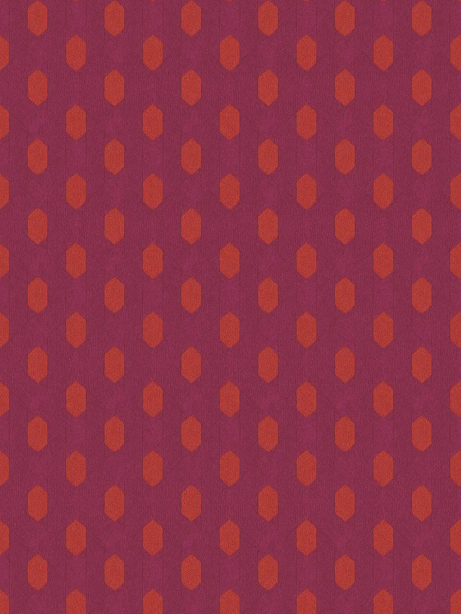 Magenta behang met geometrisch patroon - violet, rood, oranje
