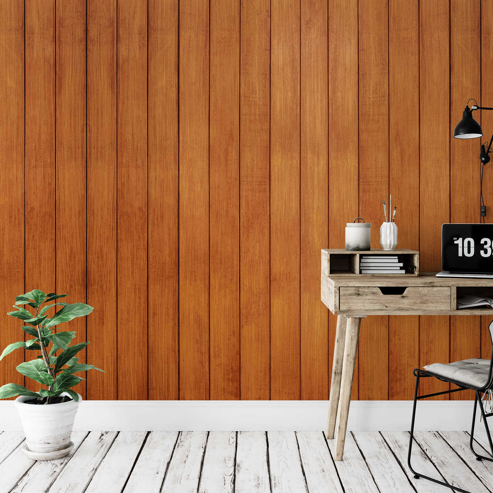             Papier peint panoramique texture bois aspect naturel - marron
        