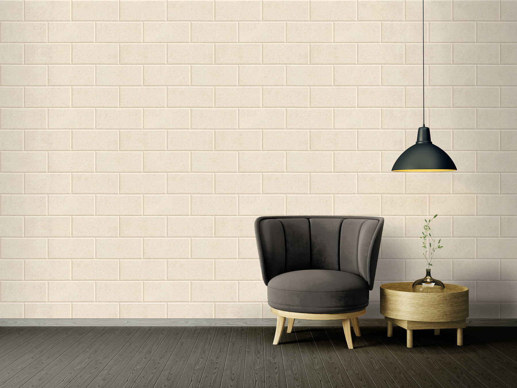             Stone look wallpaper with 3D joints in light stone - beige
        