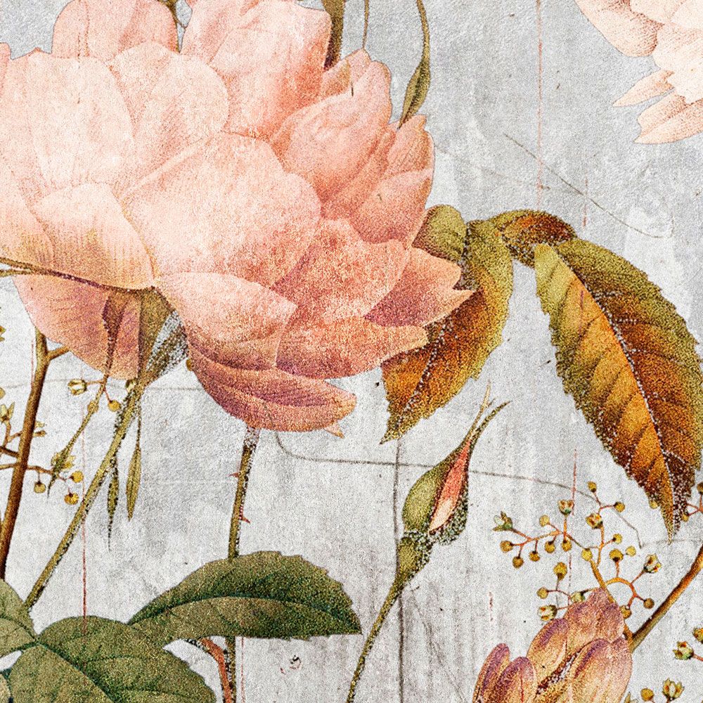             Photo wallpaper »rose« - Vintage-style floral pattern - Smooth, slightly shiny premium non-woven fabric
        