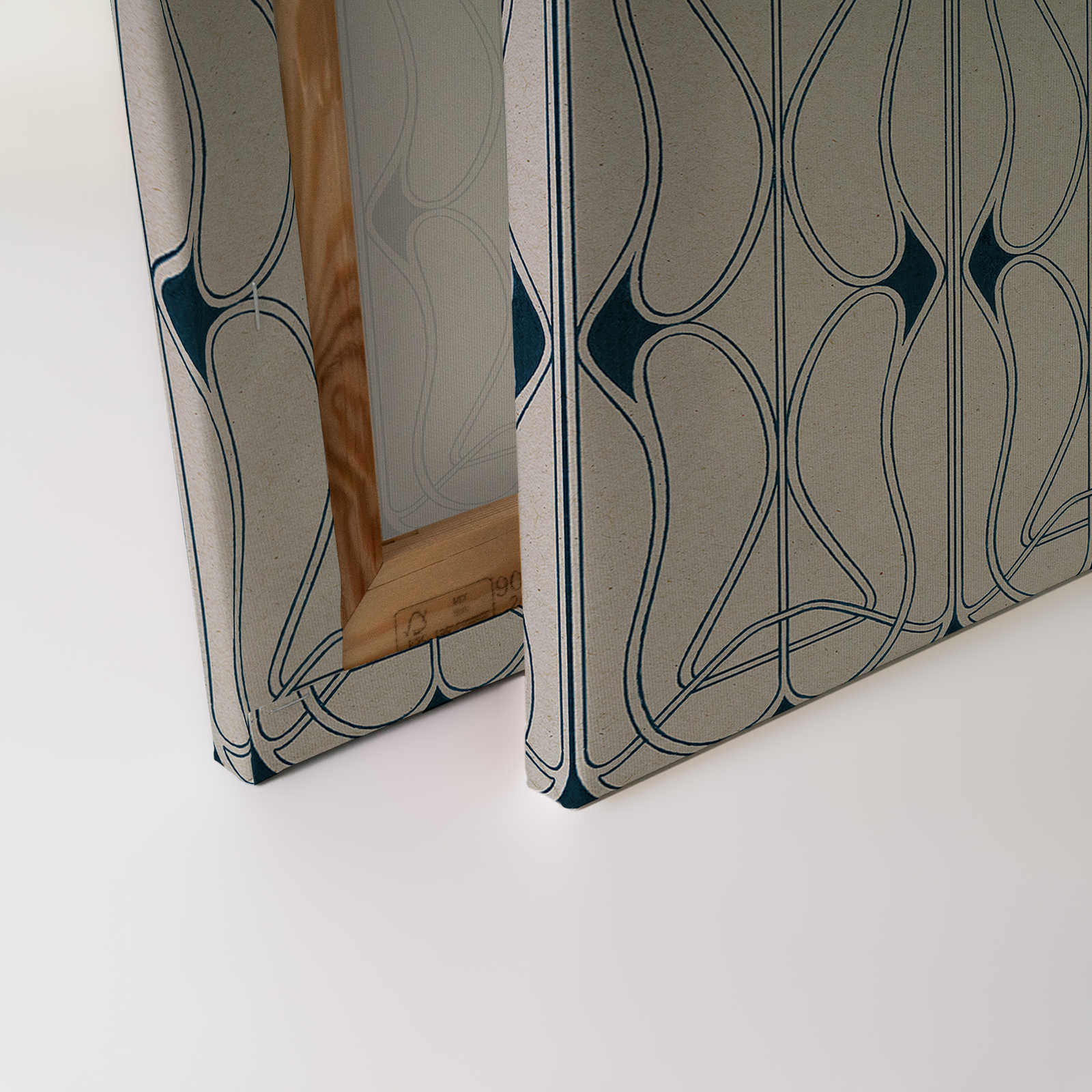             Astoria 1 - Toile Art Nouveau Motif Gris & Bleu Noir - 1,20 m x 0,80 m
        