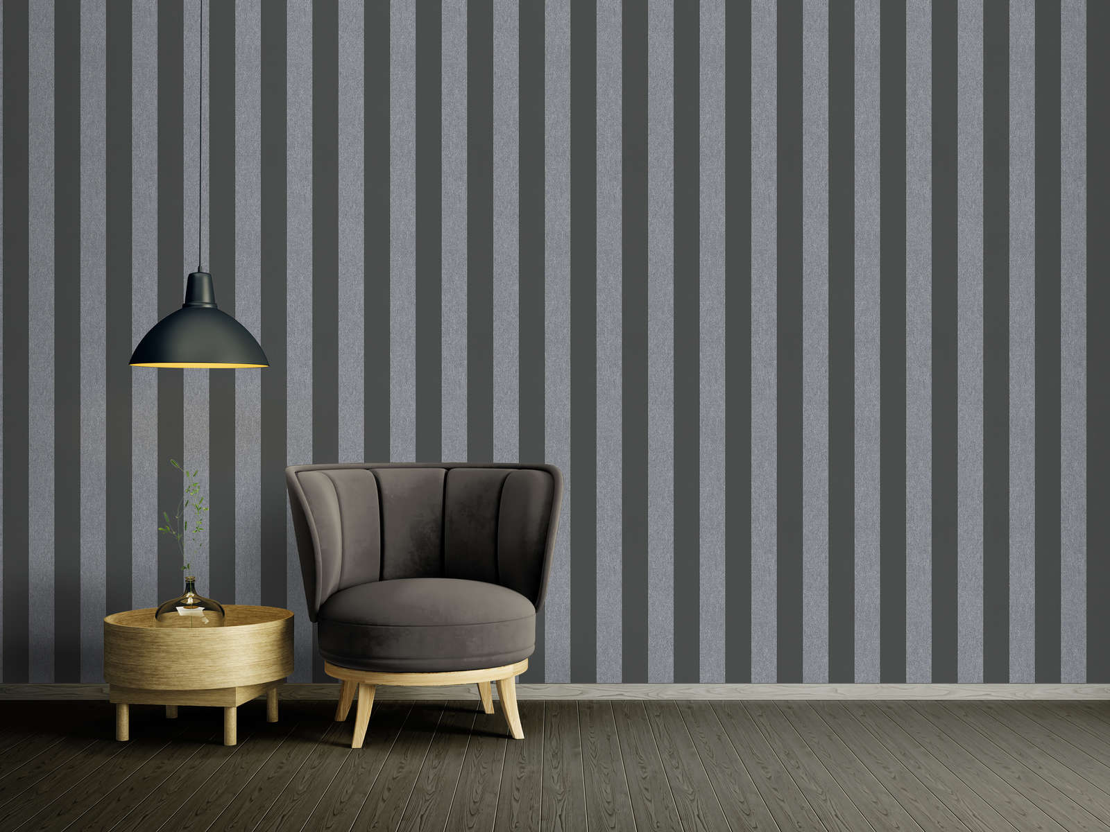             Rayures papier peint intissé aspect structuré mat - noir, gris
        