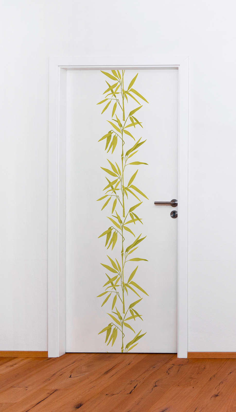             Papier peint intissé blanc avec motif bambou - vert, blanc
        