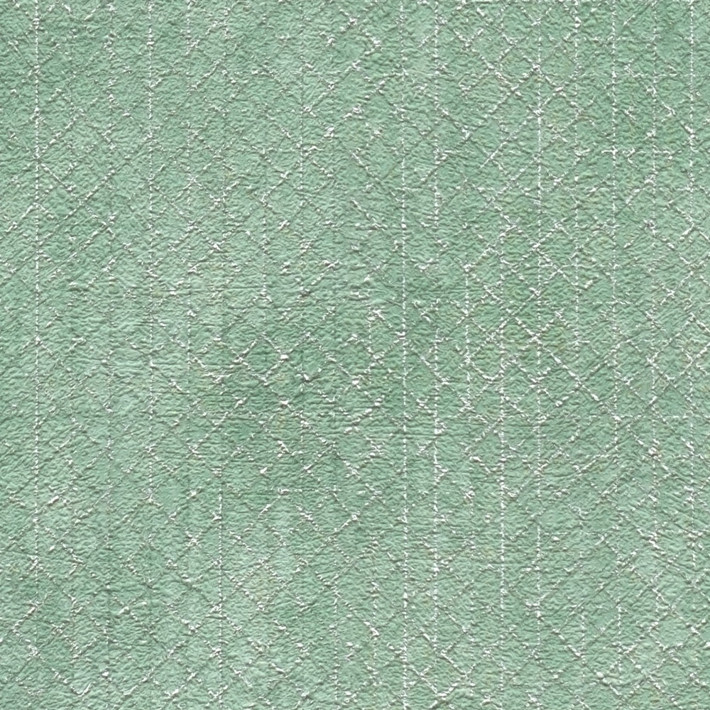             Mintgroen behang zilver structuurpatroon - metallic, groen
        