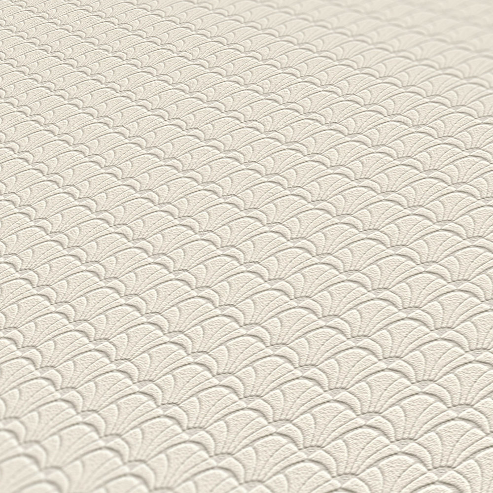             Wallpaper filigree structure pattern in shell design - beige, grey
        