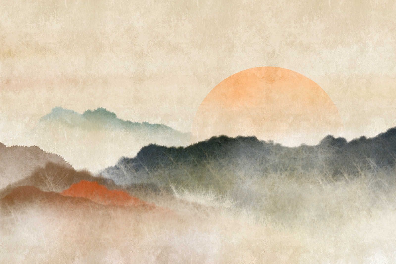             Akaishi 3 - Canvas schilderij Sunrise, Asia Style Art Print - 0.90 m x 0.60 m
        