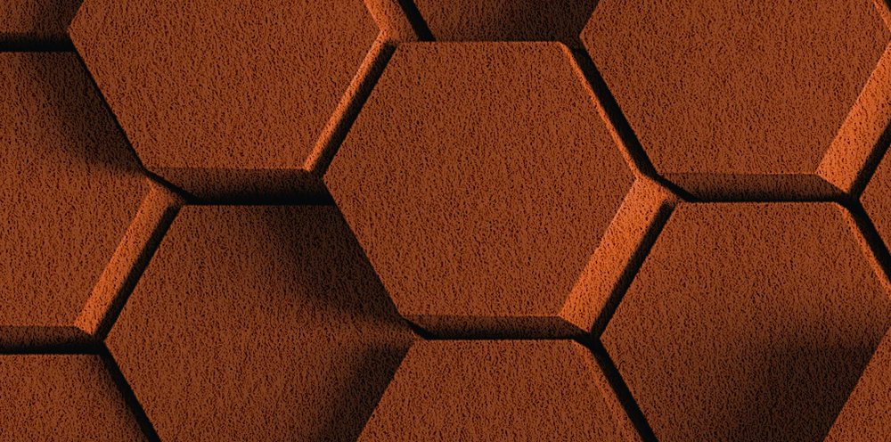             Honeycomb 2 - 3D wallpaper with orange honeycomb design - structure felt - copper, orange | pearl smooth fleece
        