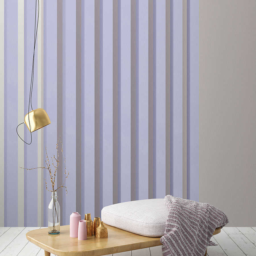 Illusion Room 1 - wall mural 3D stripes design in purple & grey
