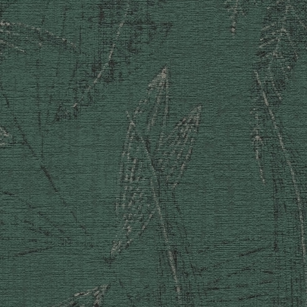             Wallpaper with jungle pattern lightly textured - green, dark green, black
        