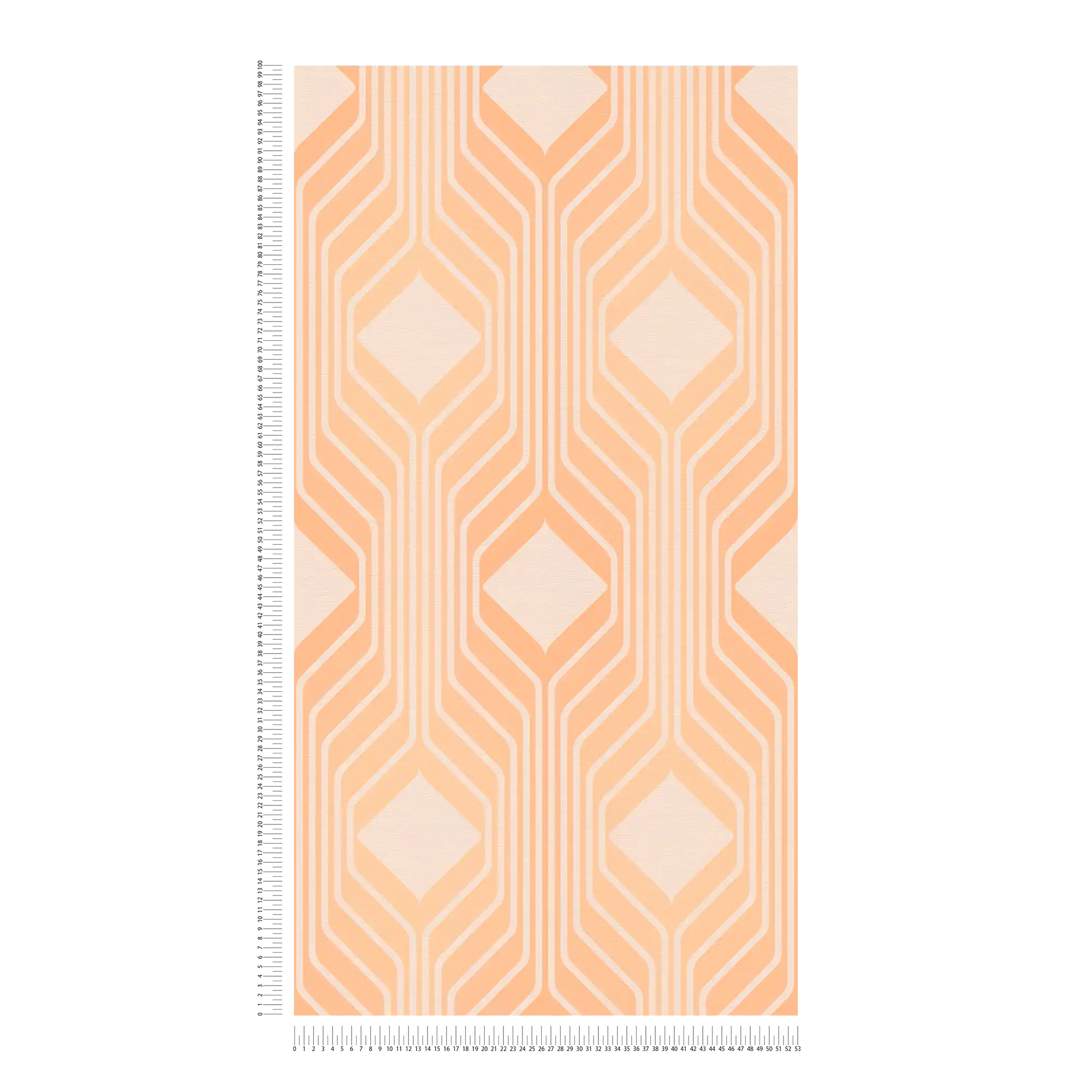             Retro wallpaper with diamond pattern in warm colours - orange, beige
        