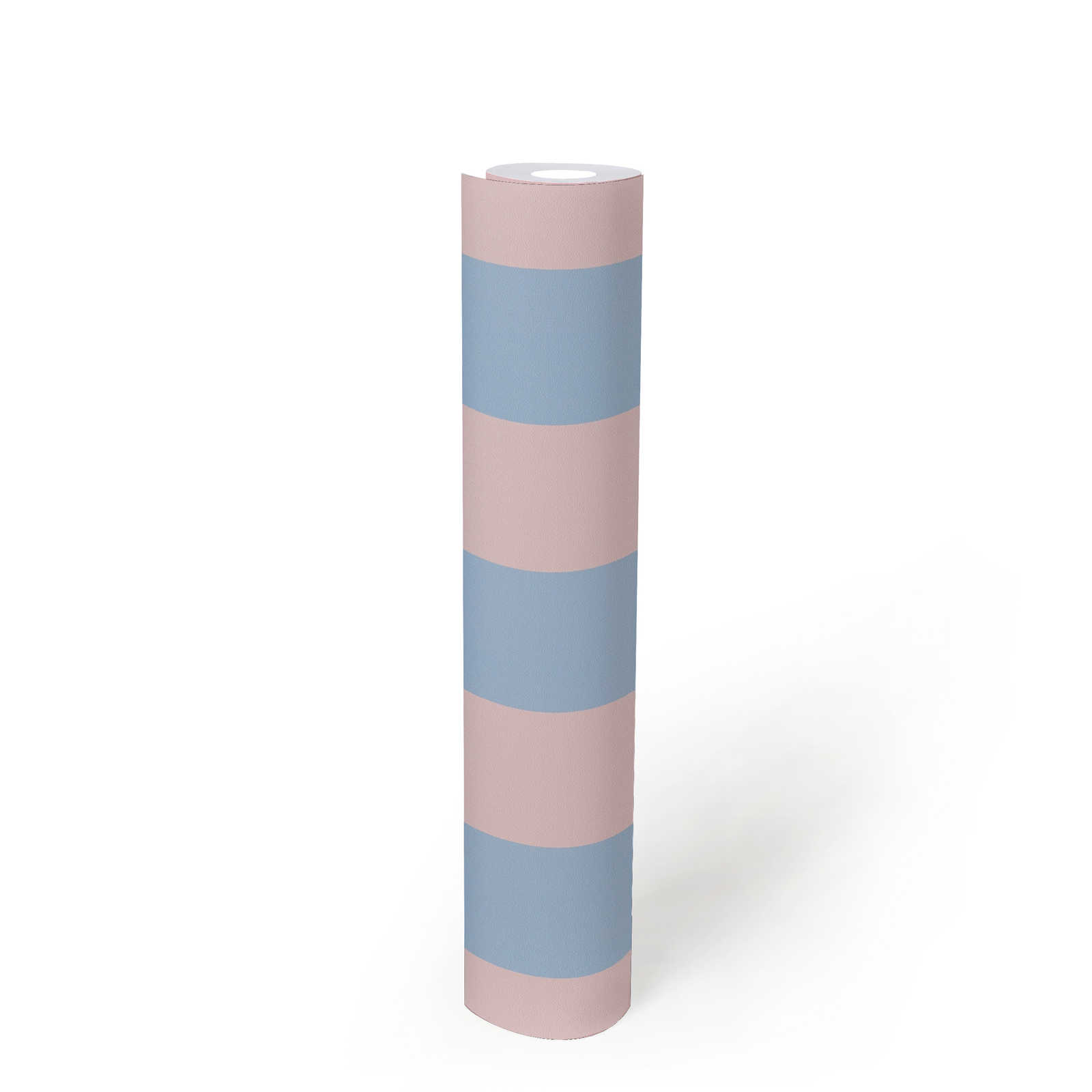             Carta da parati a righe con struttura leggera - blu, rosa
        