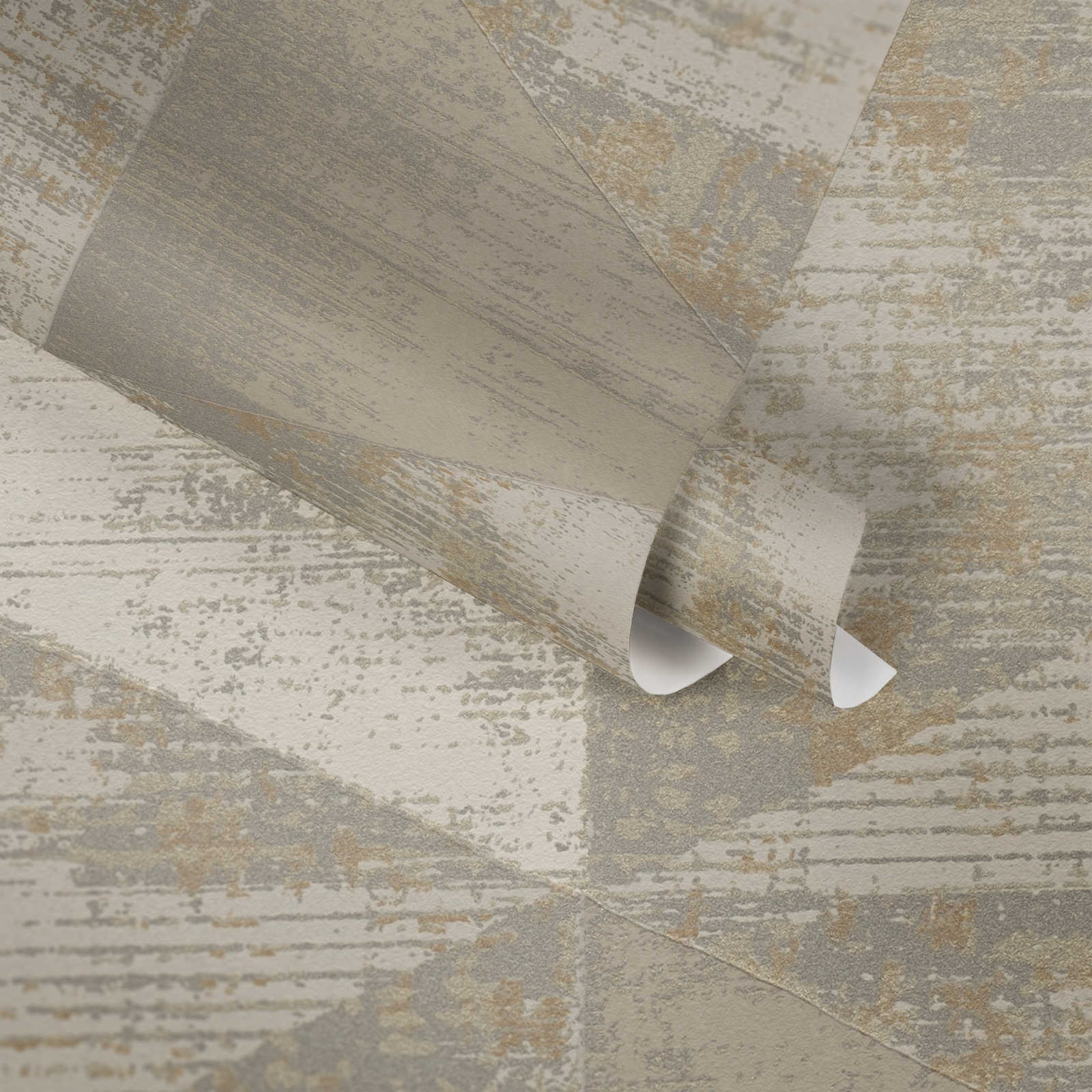             Behang industriële stijl met rustieke metallic look - metallic, beige, grijs
        