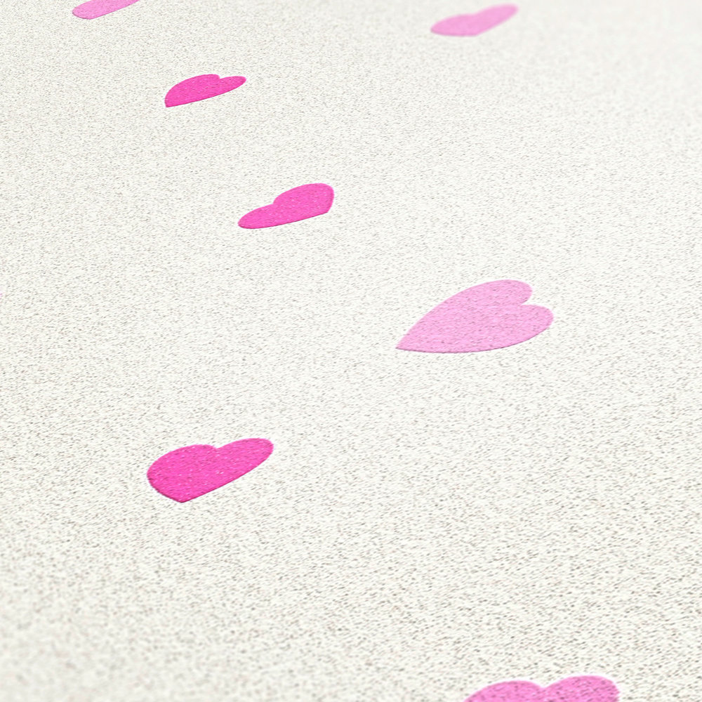             Papier peint cœur avec paillettes dorées pour chambre de fille - violet, crème
        