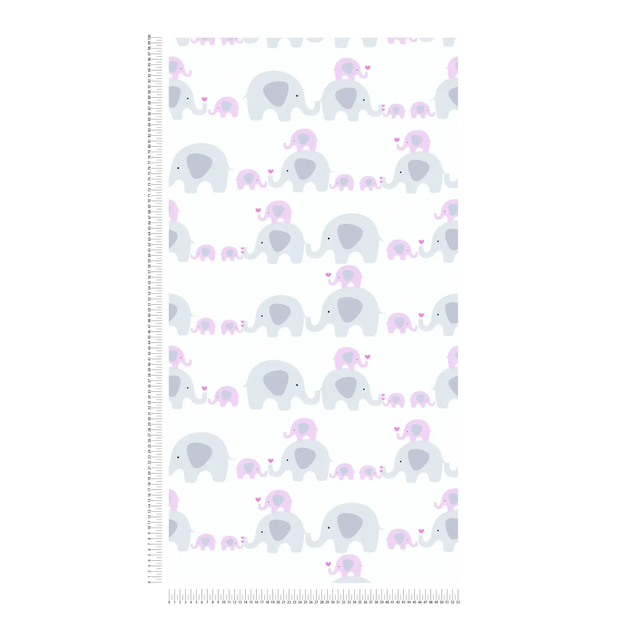             Behang meisjeskamer olifant patroon - roze, grijs , wit
        