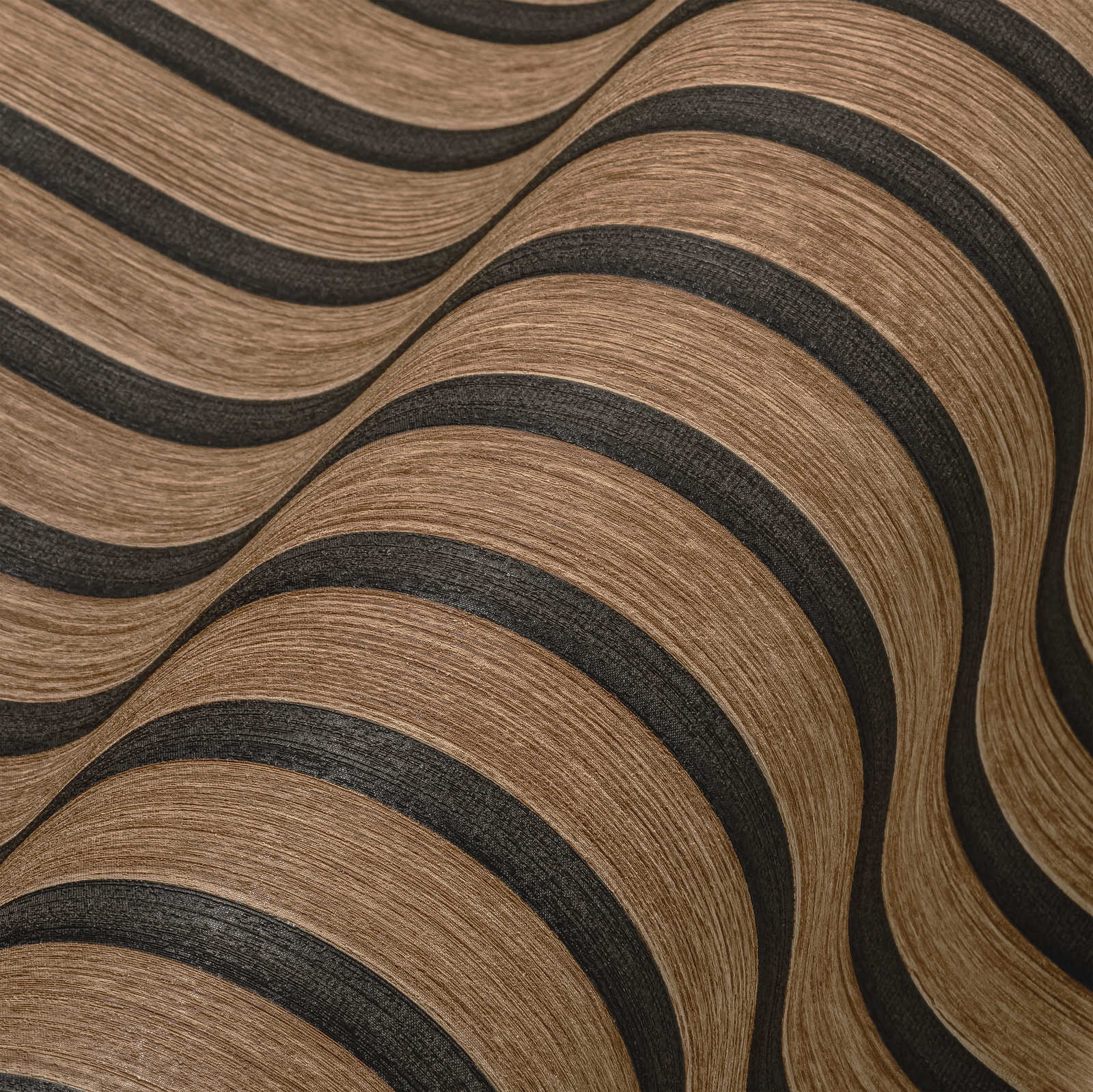             Panneaux acoustiques Papier peint intissé aspect bois réaliste - marron, noir
        